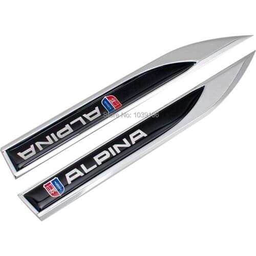 2 x Car Body Fender Side Metal Chrome Zinc Alloy Knife Side 3D Emblems Badge Sticker Decals For Alpina B5 B6 B7 D3 D4 D5 XD3 XD4