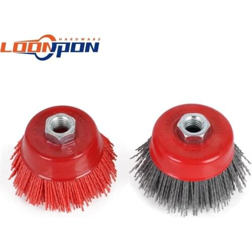 3inch Cup Nylon Abrasive Brush Wheel M14 Pile Polymer-abrasive For Angle Grinder Tool 80/120# 1-2Pcs