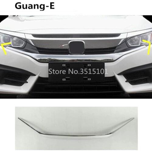 Car Styling Bumper Engine ABS Chrome Trim Front Grid Grill Grille Frame Edge For Honda Civic 10th Sedan 2016 2017 2018 2019