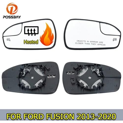 POSSBAY Car Rear View Side Heating Mirror Glass Left/Right for Ford Fusion 2013-2020 USA Version Auto Replacement Exterior Parts