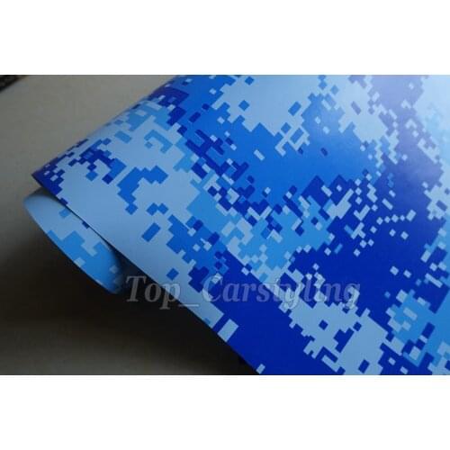 Digital Blue Camo Vinyl Sticker Car Wrapping military Camouflage covering foil with AIR BUBBLE FREE size 1.52x30m/Roll 5x98ft