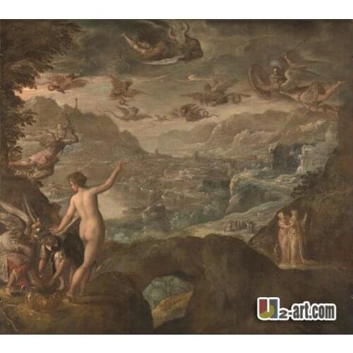 Canvas Prints ( Landscape with the Expulsion of the Harpies) wall decor art painting HD print for sale Religion-347