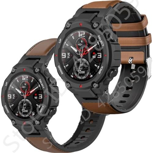 Leather Silicone Watch Band For Huami Amazfit T Rex Replacement Watch Bracelet For Xiaomi Amazfit T-Rex Pro Vintage Accessories