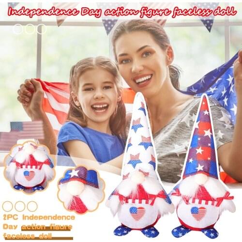 Independence Day Dolls Toys Cartoon Faceless Baby Plush Dolls Toy Holiday Decorative Tabletop Ornament Gift
