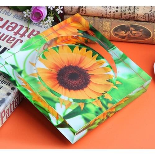 European Style Crystal Square Ashtray Sunflower Floral Creative Ash Tray Cigar Accessory Tool Cigar Ashtray Home Merchandise