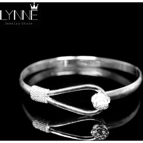 Hot Sale Trendy Rose Flower Silver Plated Bangle Exquisite Cherry Blossom Buckle Design Silver Color Cuff Bracelet Women Jewelry