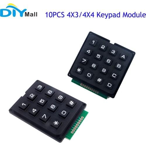 10pcs 3*4 4*4 Matrix Switch Keyboard Keypad Array Module ABS Plastic Keys 4x4 3x4 12 16 Key Button Membrane Switch for Arduino