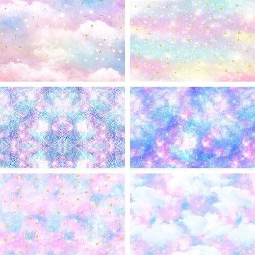 Mehofond Colorful Sky Cloud Newborn Photography Backdrop Gold Stars Baby Portrait Decoration Photo Background For Photo Studio