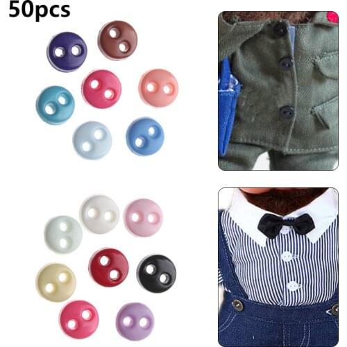 50 Pcs Candy Color Mini Buttons 4mm Plastic Buckles For DIY Doll Clothes Girls Dolls Clothing Sewing Buckle Accessories