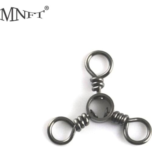 MNFT 25PCS/Pack Black Nickle Stainless Steel Terminal Tackle Trigeminal Swivels Connector Fishing Tackle Accessories