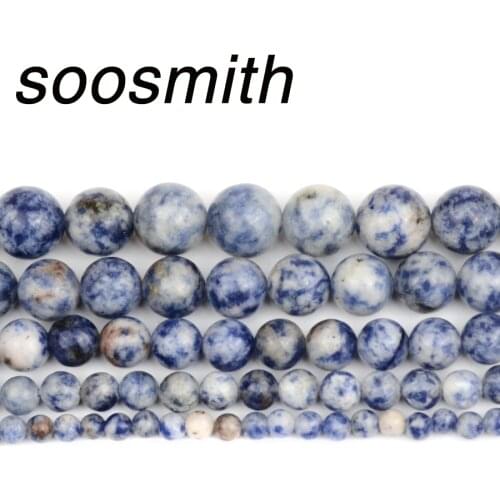 Fashion Natural Blue Spot Stone Beads Handmade Accessories Charm Necklace Bracelet Spacer Beads For Jewelry Making Diy Gift