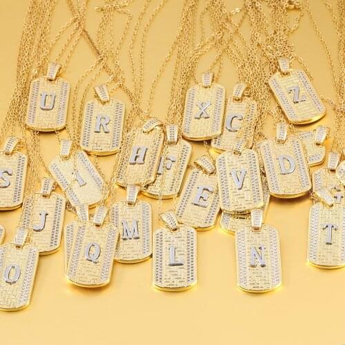 Fashion Metal Copper Rhinestone 26 English Letter Pendant Necklace Womens Popular Exaggerated Sweater Chain Party Accessories