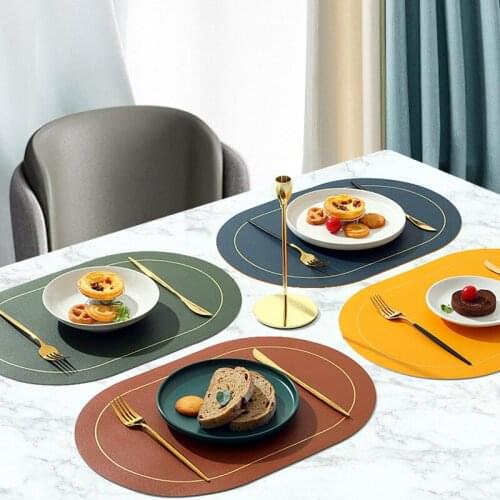 Table Mats Set Placemat For Dining Table Two Colors Nordic Style PU Home Kitchen Mantel Individuales De Mesa Placemats For Table