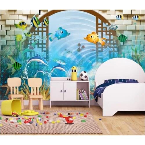Custom photo wallpaper 3d wallpaper for walls 3 d cartoon mural childrens room underwater world kids room painting wall papers