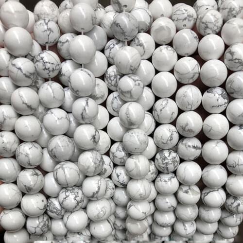 Natural Stone White Howlite Turquoises Round Beads For Jewelry Making Strand 15 inch DIY Bracelet Accessorries 4 6 8 10 12 14mm