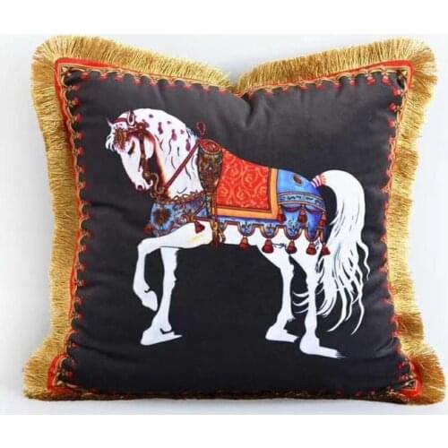 Printed Cushion Cover Hotel Throw Pillow *women Pillow Case Home Decorative Sofa Seat Bed Fashion Horse Velvet Almofada