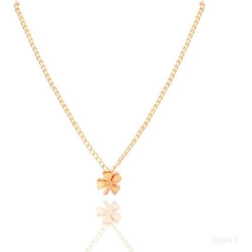 Newest Alloy Clover Pendant Clavicle Necklace For Women Fashion Handmade Short Chain Necklace Gifts Wish Card