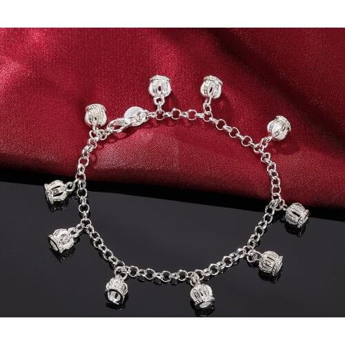 Charm 925 Sterling Silver Bracelets for Women Elegant crown Chain Fashion Wedding Party Christmas Gifts fine Jewelry
