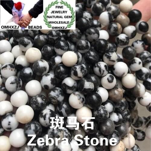 OMHXZJ Wholesale ZB123 4 6 8 10 12mm DIY Bracelet Necklace Jewelry Making Accessories Natural Stone Fine Zebra Stone Round Beads