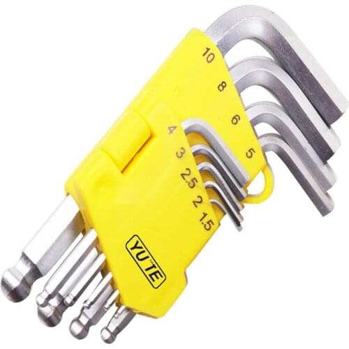 Wholesale 30sets/Lot Yute 9PCS Short Arm Ball Point Hex Key Ball Ended Allen Key Wrench Hand Tool Set Free Shipping