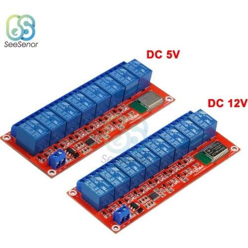 8 Channel 5V 12V Relay Module Board Shield Bluetooth Wireless Control Switch Support High and Low Level Trigger for Arduino