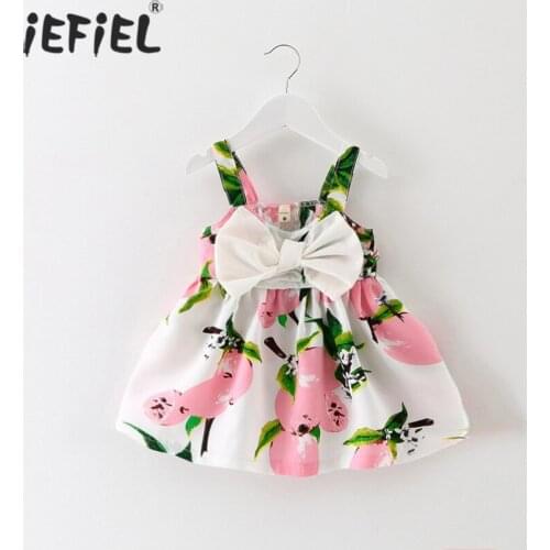Girl Dress 2021 New Baby Bow Dresses Pattern Print Lemon Cartoon Birthday Dress Princess Baby Summer Clothes Kids Girl Clothes