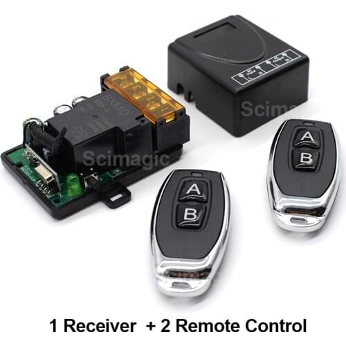 Scimagic 433Mhz RF Remote Relay Switch AC 220V 1CH 30A Receiver Remote and 2 Pieces Remote Control 433 Mhz For Water pump
