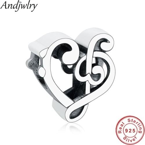 Fit Original Pandora Charm Bracelet Silver 925 Charms Heart Treble Clef Charm Beads for Making Women Berloque 925 Silver