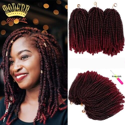 MODERN QUEEN 8" Inch Synthetic Spring Twist Crochet Hair Ombre Bomb Twist Crochet Braids Hair 110g Hair Extensions For Women