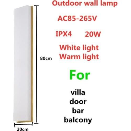Modern LED Lamp Outdoor Wall Lamp IPX4 Waterproof Decor Wall Lamp For Villa Door Bar Balcony L80cm AC85-265V Golden Wall Lights