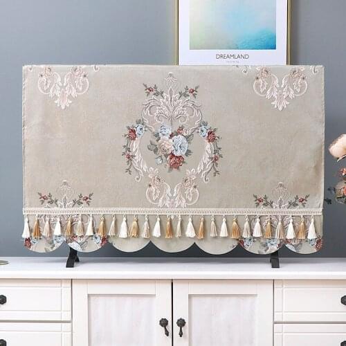 European-Style Fabric LCD TV Cover Dust Cover 55-Inch 65 Desktop Hanging Universal TV Cabinet Tablecloth Cover Towel