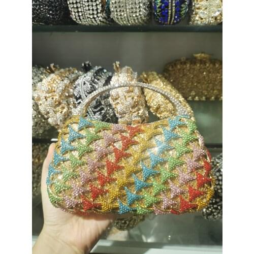 XIYUAN Women Colorful Crystal Clutch Evening Bags Formal Bridal Rhinestone Handbags Purse Party Dinner Diamond Gift Box Handbags
