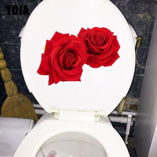 YOJA 22.3X16CM Romantic Red Rose Bedroom Wall Decor Decal Fashion WC Sticker Toilet T1-1955