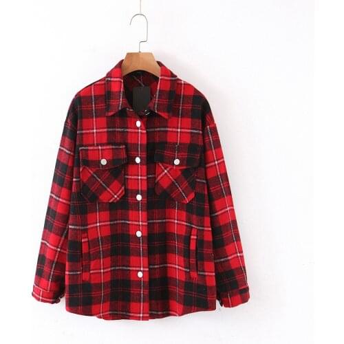 Summer Blouse Women Single Breasted Vintage Blouse Shirts Fashion Female Casual Long Sleeves Oversized Plaid Shirt