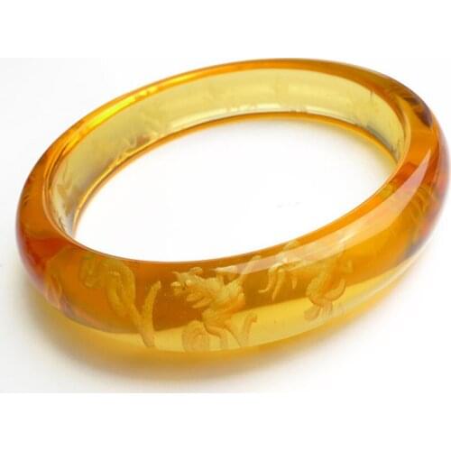 Free Shipping 12 Zodiac Animals Natural Yellow Quartz Crystal Round Fashion Bangles For Women Inner Diameter 59mm