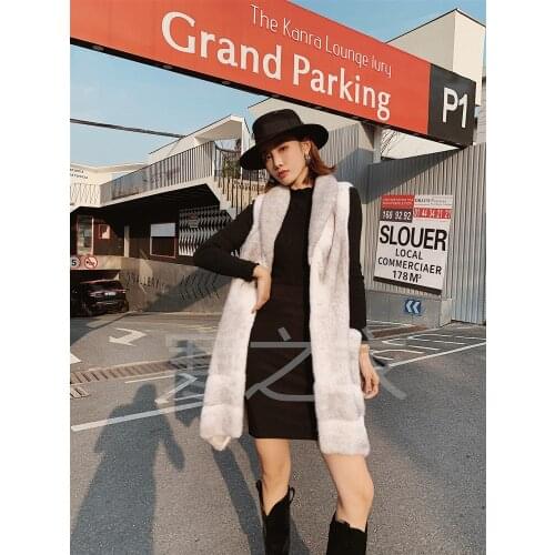 Natural Real Mink Fur Vest Coat Womens Mink Fur Outwear