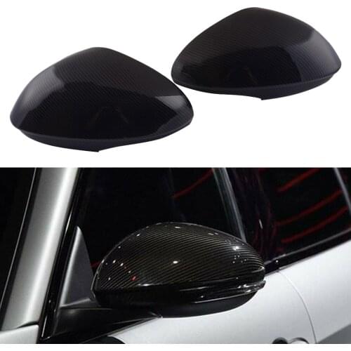 1Pair Car Carbon Fiber Style Side Rearview Wing Door Mirror Cap Cover Trim Fit for Alfa Romeo Giulia 2017 2018 2019 2020