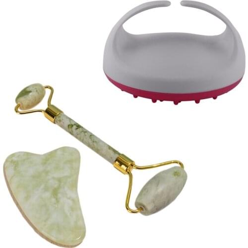 1 Pcs Bath Shower Anti Cellulite Full Body Massage Brush & 1 Set Massager for Face Jade Roller Facial Skin Care Tools