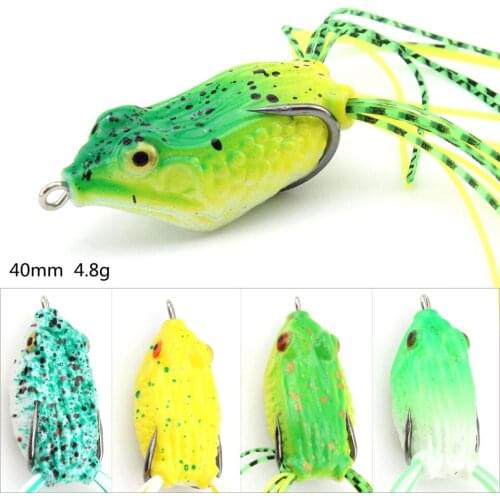 1PCS 40mm 4.8g Frog Lure Fishing Lures Treble Hooks Top water Ray Frog Artificial Minnow Crank Strong Artificial Soft Topwater