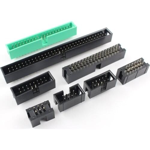 10pcs 2.54mm Pitch DC3 Male Connector 6 8 10 12 14 16 18 20 24 26 30 34 39 40 50 60 64 Pin DIP Straight IDC Socket Box Header