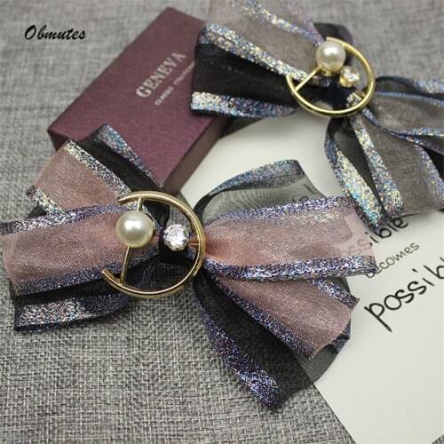 2 PCS Pearl Black Bow Large Shoe Clips Decoration Pair Accessories Hot Sales