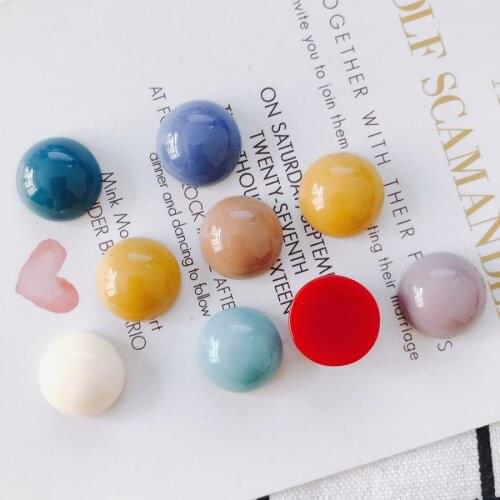 4 pieces / lot temperament simple candy color round resin ear decoration patch fittings Other