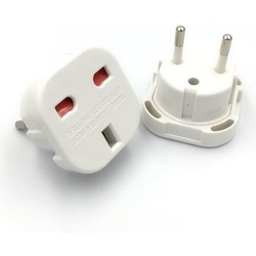 200pcs UK to EU Plug Power Adapter Euro Europe European EU Travel Adapter Electric Plug AC Power Cable Converter Socket