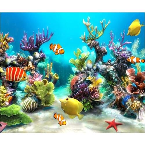 5D DIY Diamond Painting "Animal Fish Sea World" Embroidery Full Round Diamond Cross Stitch Rhinestone Mosaic Painting Decor