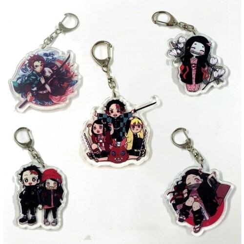 Demon Slayer Kimetsu no Yaiba Anime Key Chain Charm Acrylic KeyChain Keyring Pendant Gift For Fans Wholesale 2020