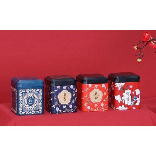 Tea Sealed Box Kitchen Storage Container Jar Tin Square Can Candy Iron Canister Vintage Tea Box