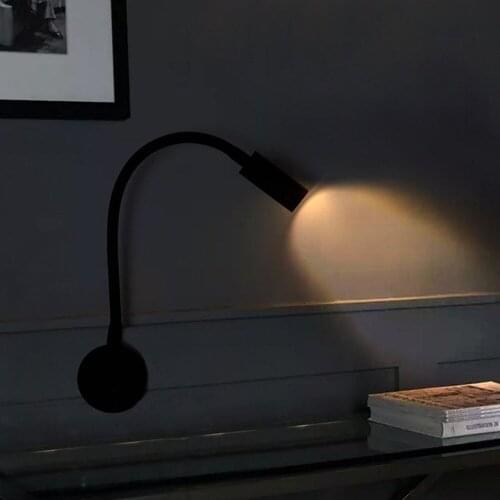 Flexible 3W LED Wall Lamp Wall Mounted Sconce Lighting Gooseneck Night Reading Light with Switch for Bedroom Living Room