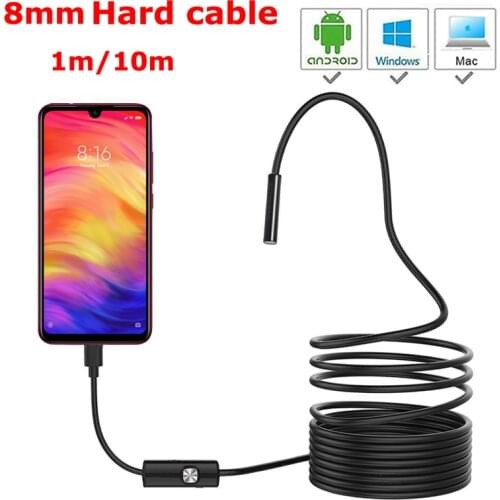 8mm HD Lens 1M/2M/5M/10M Hard Cable Android USB Endoscope Camera Led Light Borescopes Camera For PC Android Phone