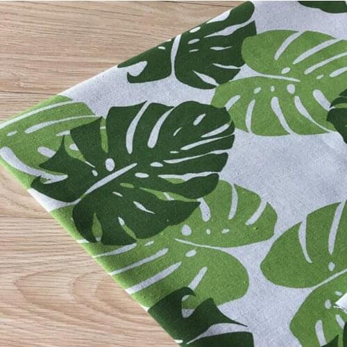 Cotton Linen Green Leaf Printing Fabric Canvas Flax Linen Fabric DIY Handmade Quilting Craft For Home Decoration Tablecover