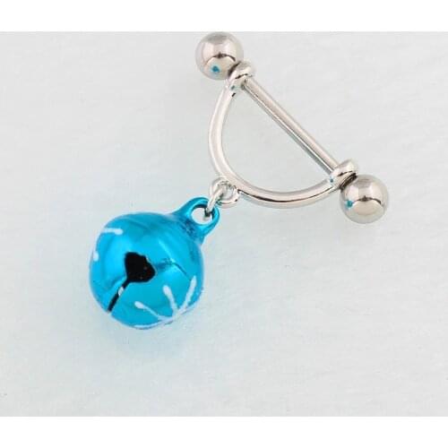 1 PCS Fashion Sexy Stainless Steel Blue Small Bell Nipple Ring for Women Body Piecing Jewelry